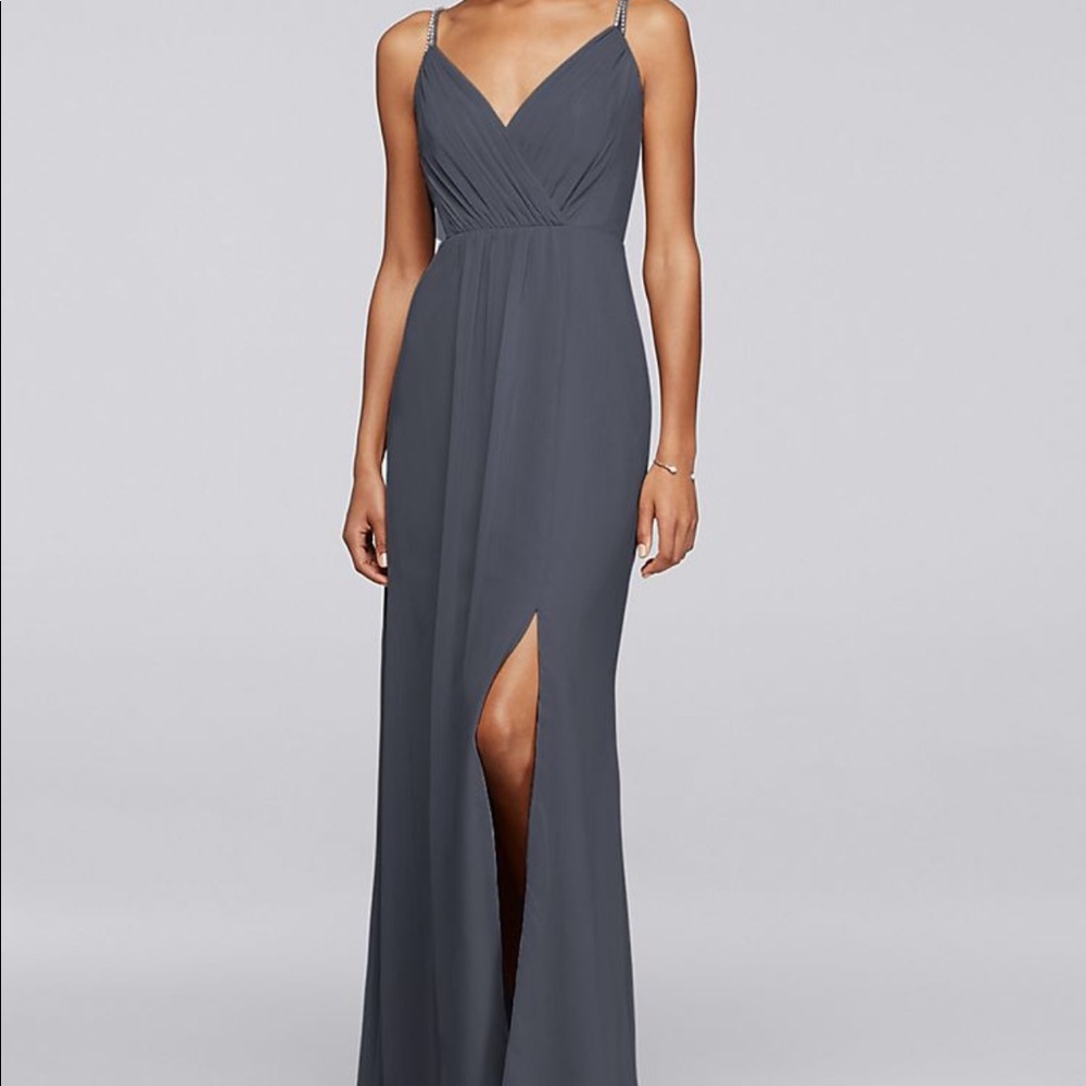 GRAY BRIDESMAIDS WRAP DRESS - Picture 2 of 4